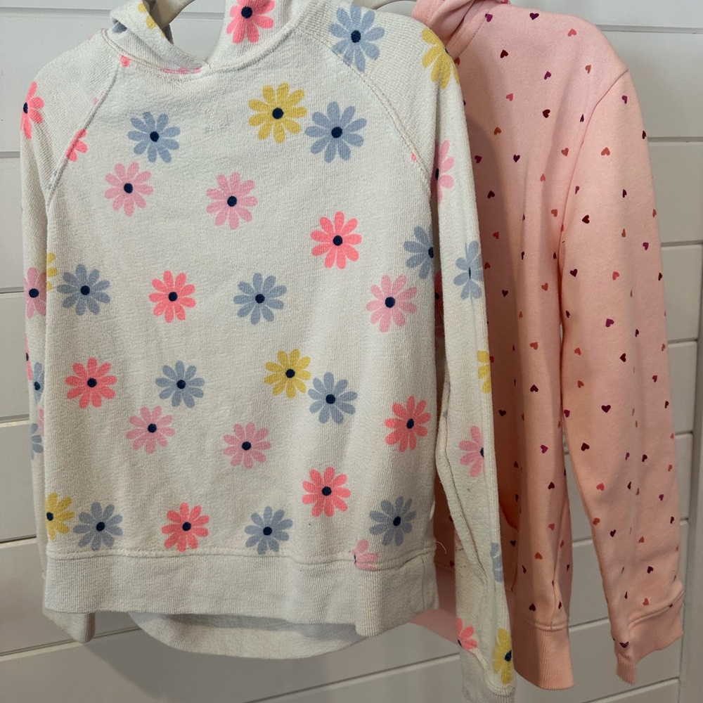 Cat & Jack Floral and Heart Print Kids Hoodie Set - Pink, Blue, Yellow